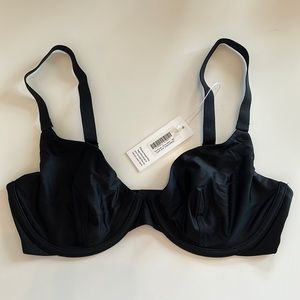 CUUP Plunge Satin Bra in Black